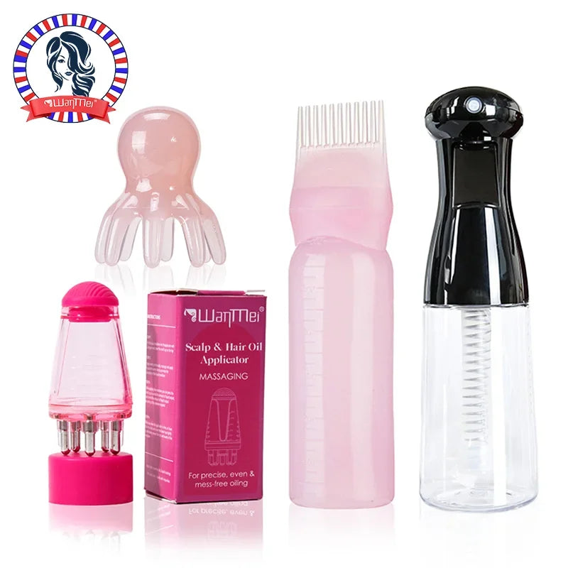 Hair Care Set 4 in 1 Hair Spray Bottle Scalp Massager Hair Oil Applicator Shampoo Brush Hair Care Tools for All Hair Types