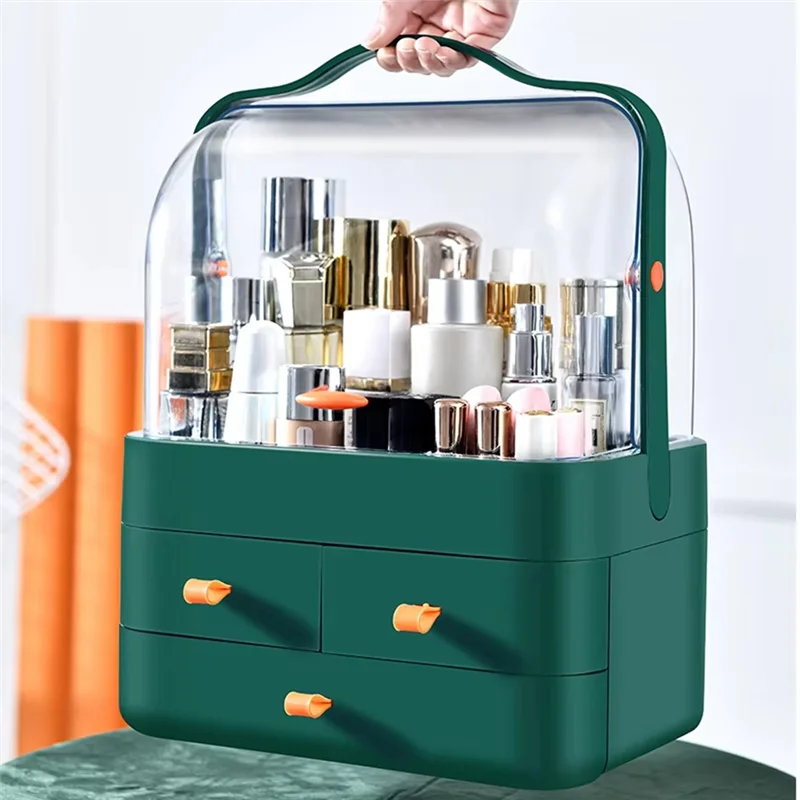 B84B-1Pc Dust-Proof Cosmetics Receiving Box Desktop Makeup Organizer With Drawer For Skin Care Products Household Storage Box