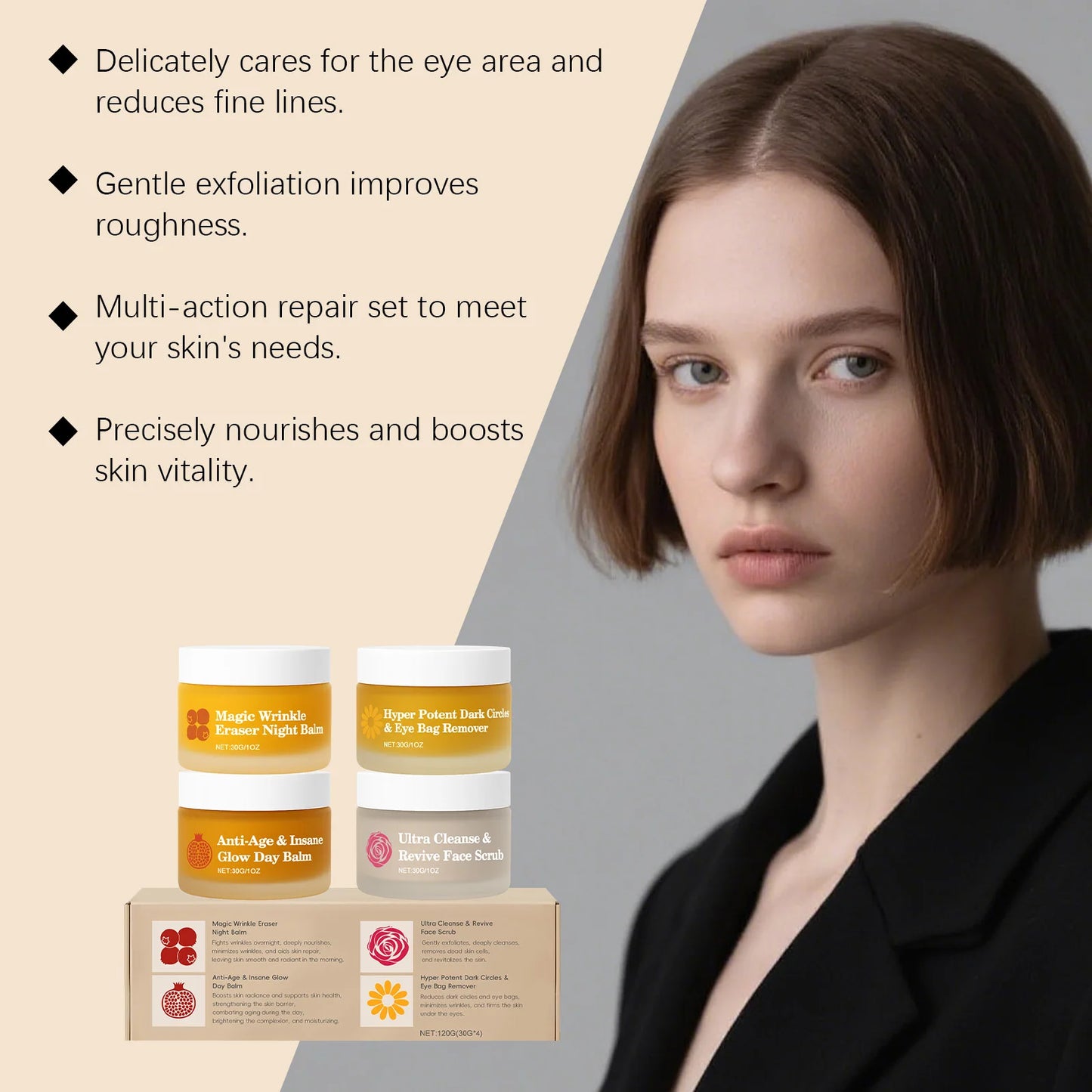 Dual-Effect Day & Night Skincare Kit - Hydration & Moisturization, Skin Barrier Protection, Full Face & Eye Care Set
