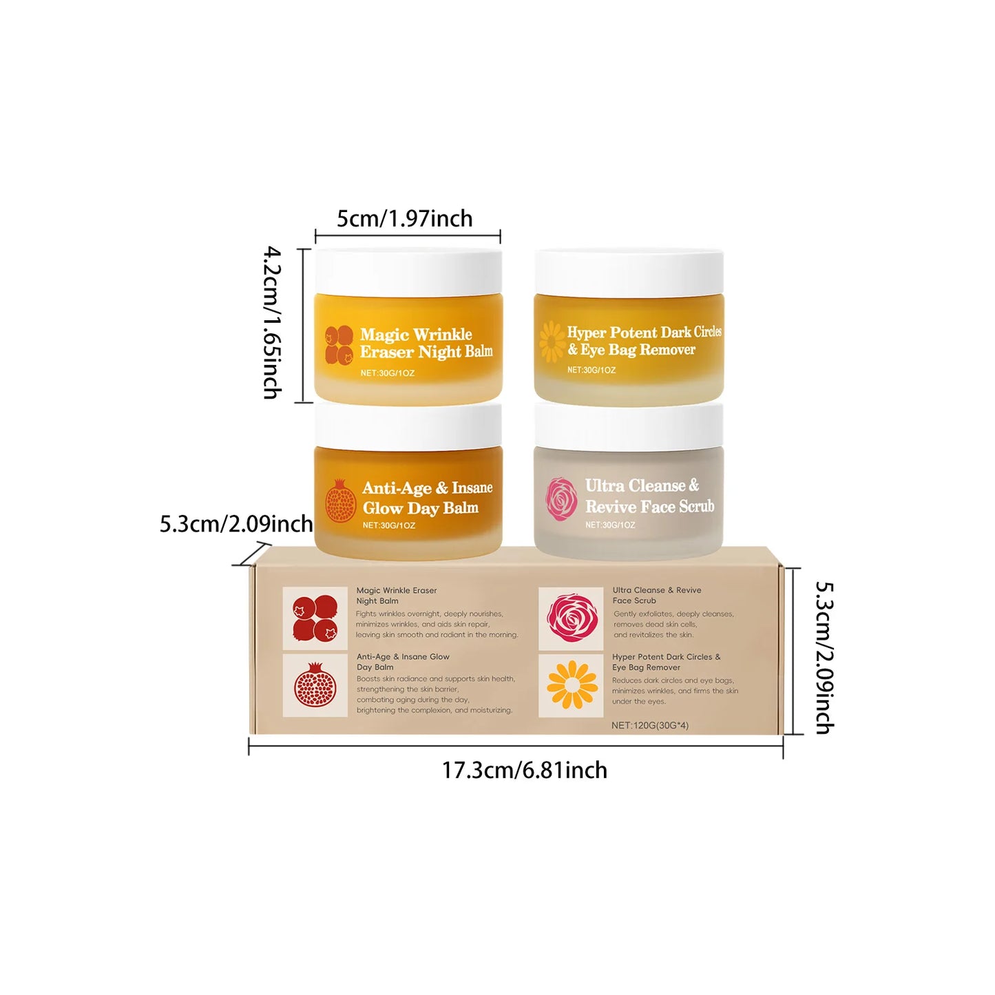 Dual-Effect Day & Night Skincare Kit - Hydration & Moisturization, Skin Barrier Protection, Full Face & Eye Care Set