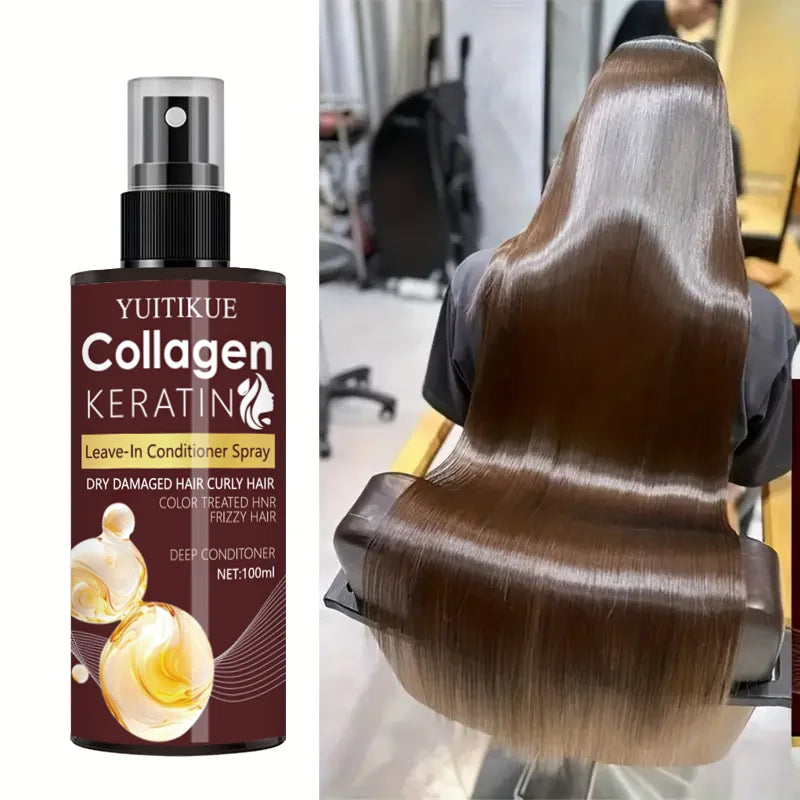 Collagen and Keratin Hair Spray  Nourishes Hair Roots, Scalp Massage, Repairs Hair, Oil-Control Hair Care Solution
