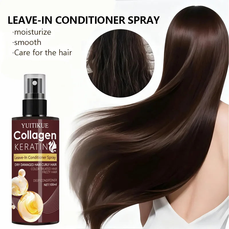 Collagen and Keratin Hair Spray  Nourishes Hair Roots, Scalp Massage, Repairs Hair, Oil-Control Hair Care Solution