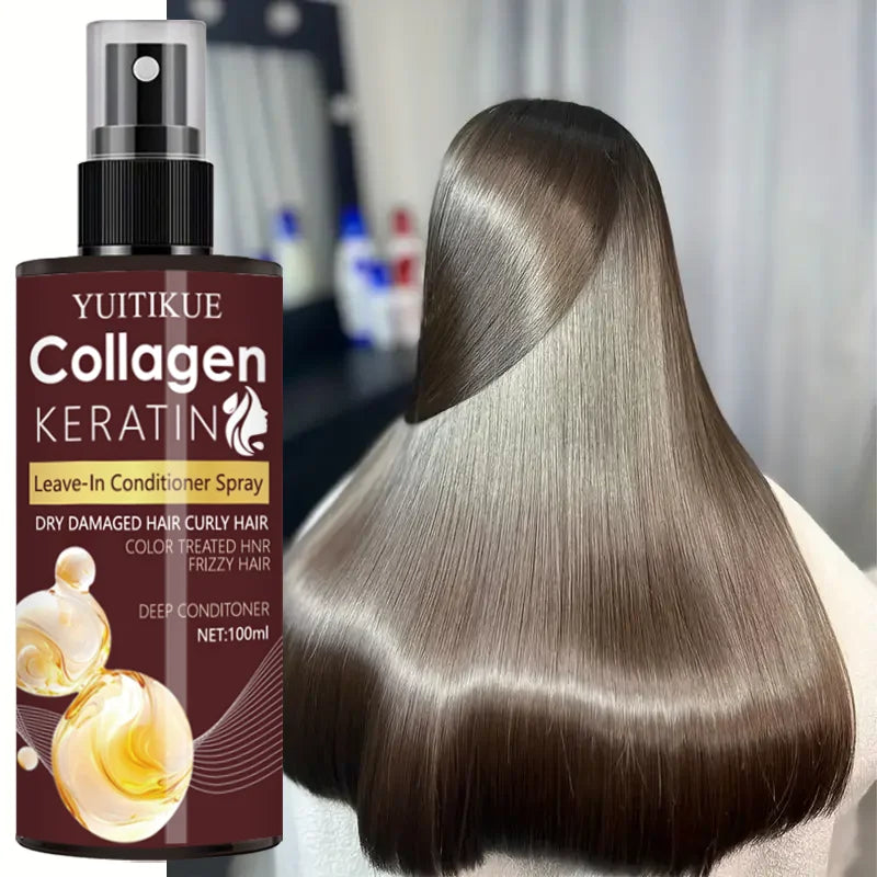 Collagen and Keratin Hair Spray  Nourishes Hair Roots, Scalp Massage, Repairs Hair, Oil-Control Hair Care Solution
