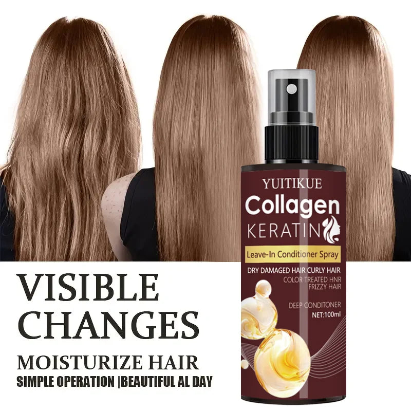 Collagen and Keratin Hair Spray  Nourishes Hair Roots, Scalp Massage, Repairs Hair, Oil-Control Hair Care Solution
