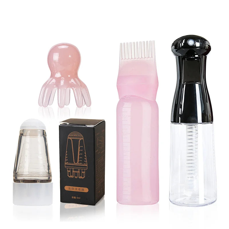 Hair Care Set 4 in 1 Hair Spray Bottle Scalp Massager Hair Oil Applicator Shampoo Brush Hair Care Tools for All Hair Types