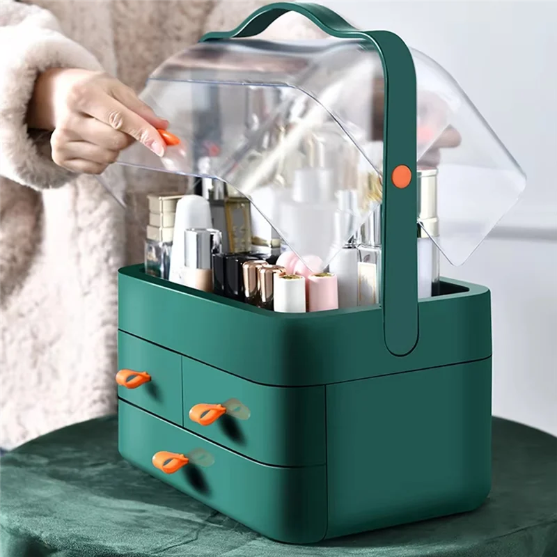 B84B-1Pc Dust-Proof Cosmetics Receiving Box Desktop Makeup Organizer With Drawer For Skin Care Products Household Storage Box
