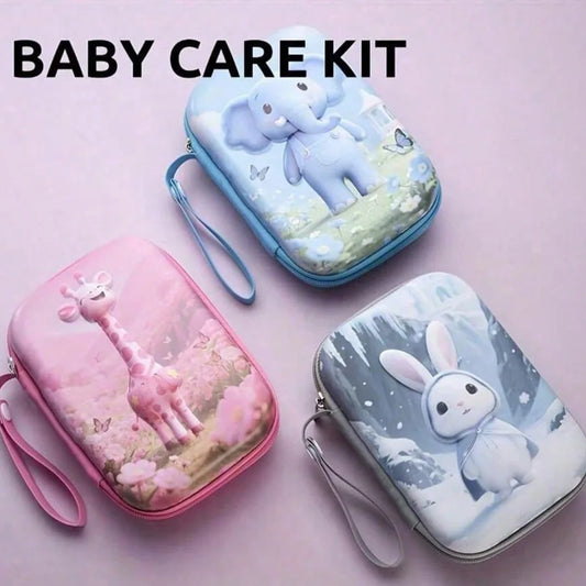 12-Piece Baby & Kids Grooming Healthcare Kit – Cartoon Case with Nail Clipper, Comb & More