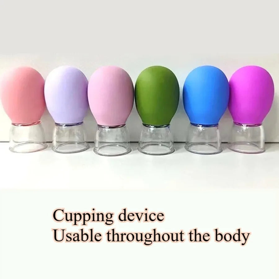 3pc Facial Cupping Device, Available All Over The Body, Soft Silicone Head, Vacuum Suction Massage, Portable Personal Care Tool.